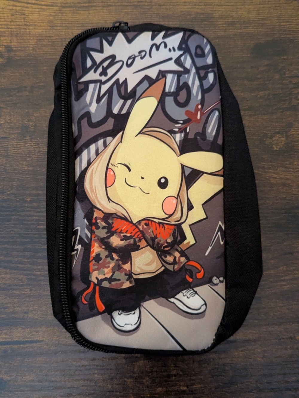 Pikachu Boom Graffiti Art 8" x 4" Zip Pencil Case Streetwear Design Pokemon